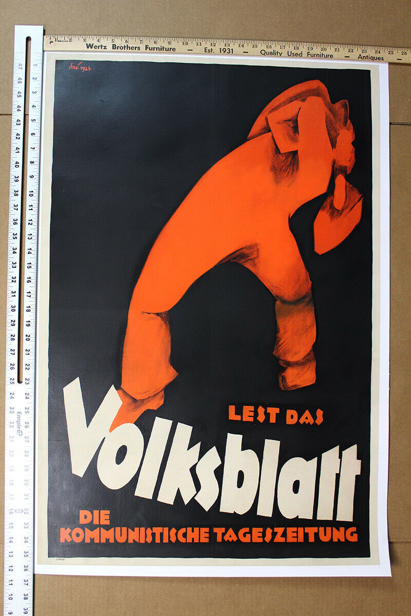 Volksbaltt 36.5" X 24" Art By Laszlo Peri (1926) Communist German Poster