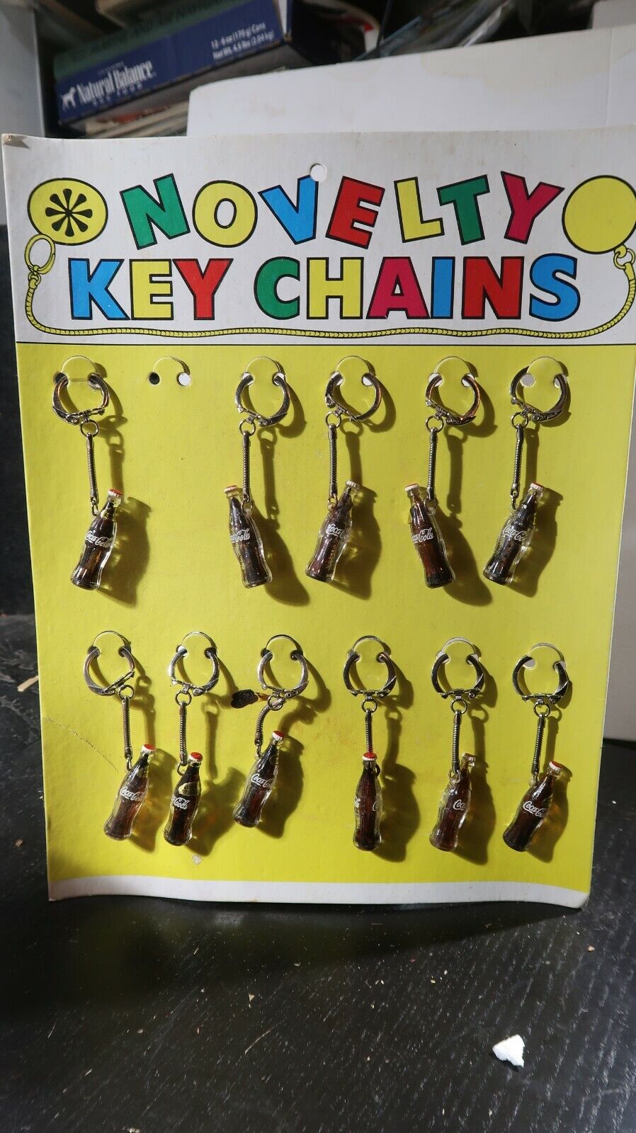 Coca Cola Novelty Keychains Display And 11 Coke Bottle Chains