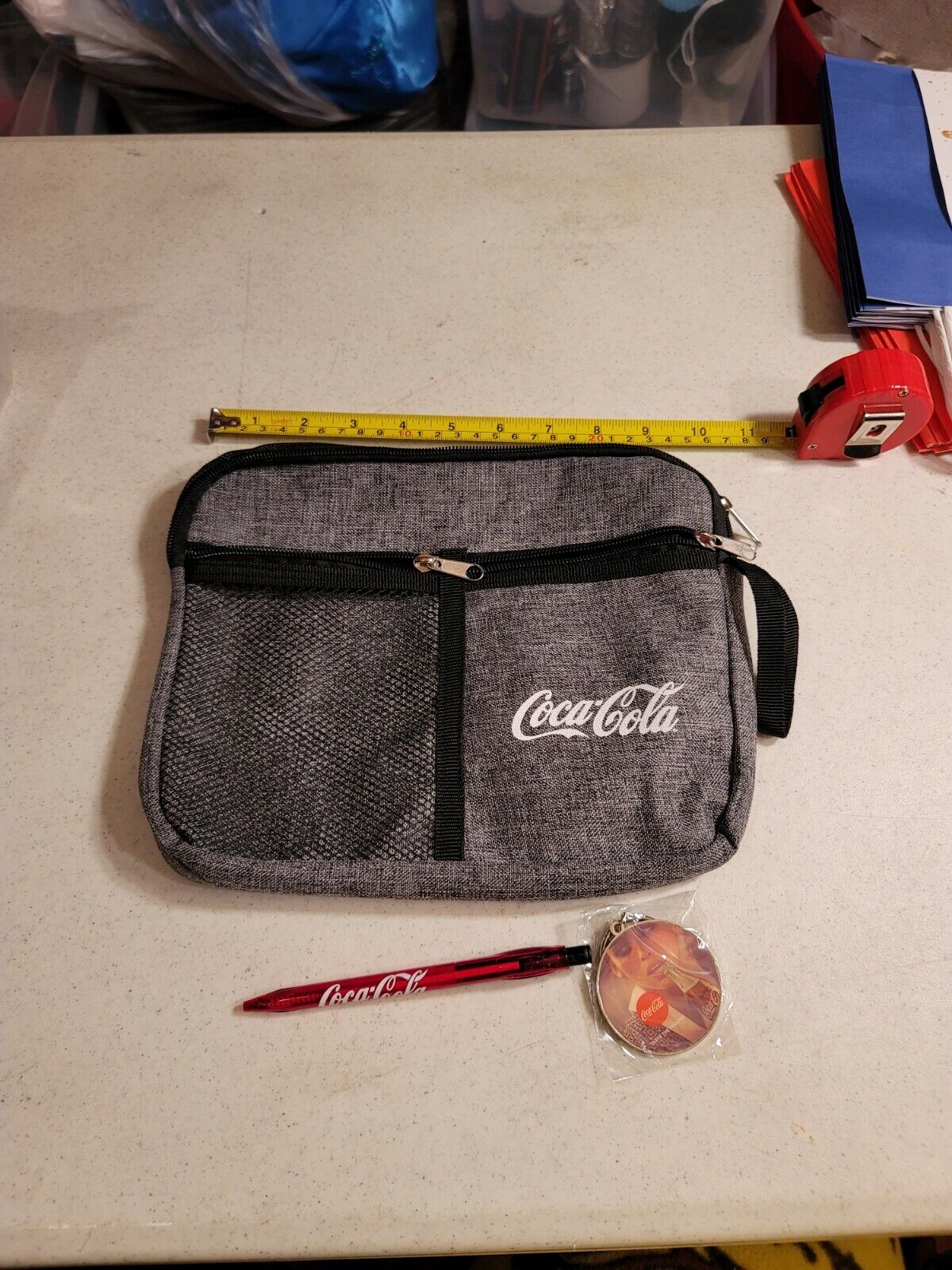 11" Coca Cola Small Wrist Strap Bag With Retractable Pen And Coca Cola Key Chain