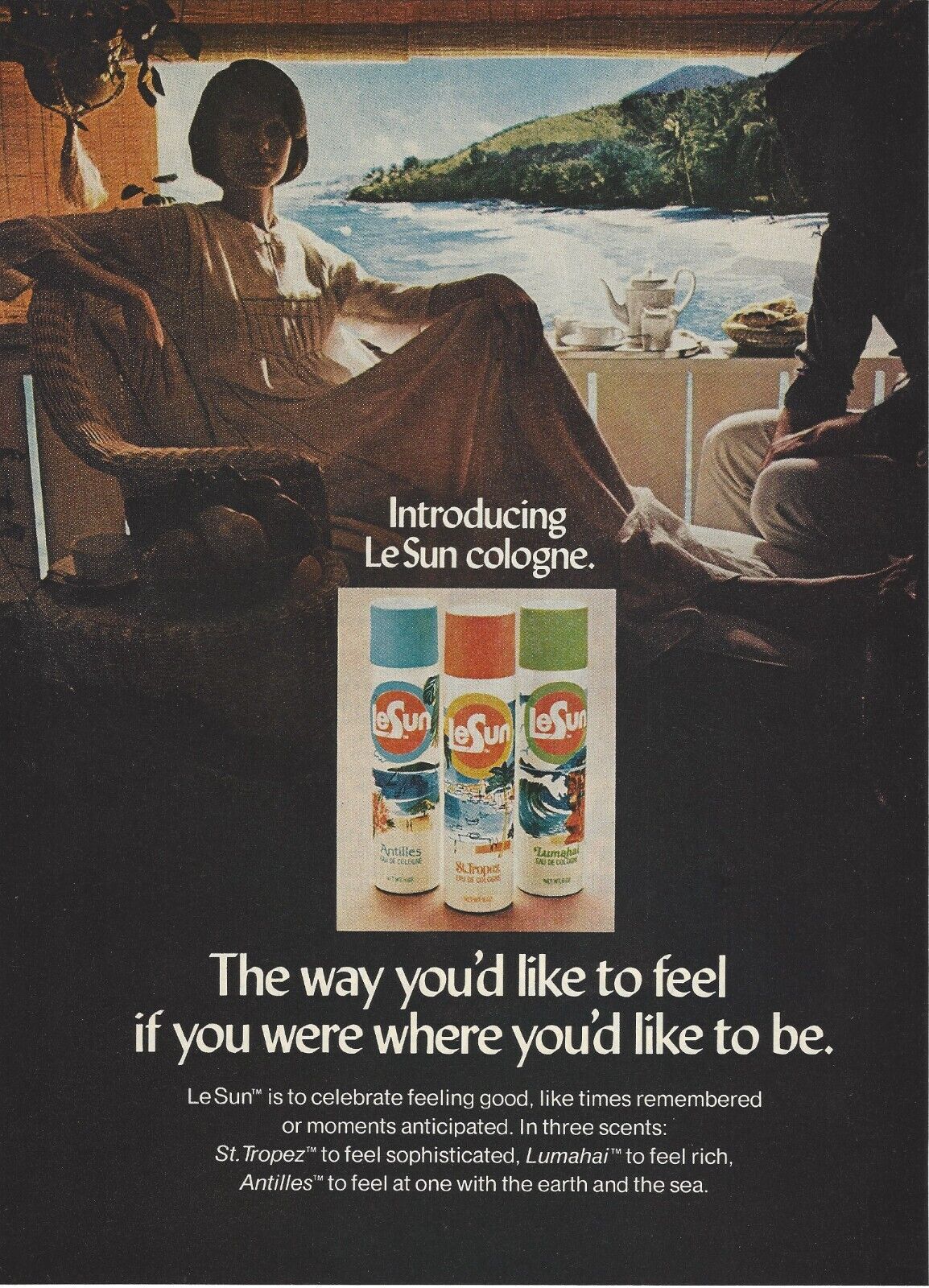 1973 Le Sun Cologne Vintage Print Ad 70's Advertisement
