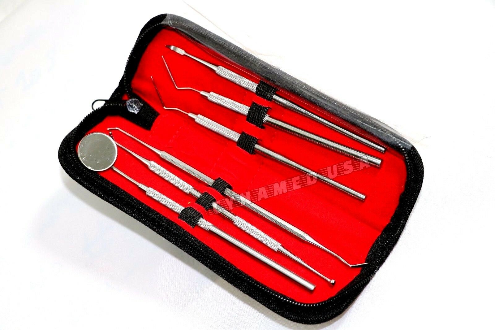 German Dental Scaler Pick Stainless Steel Tools With Inspection Mirror Set 6 Pcs