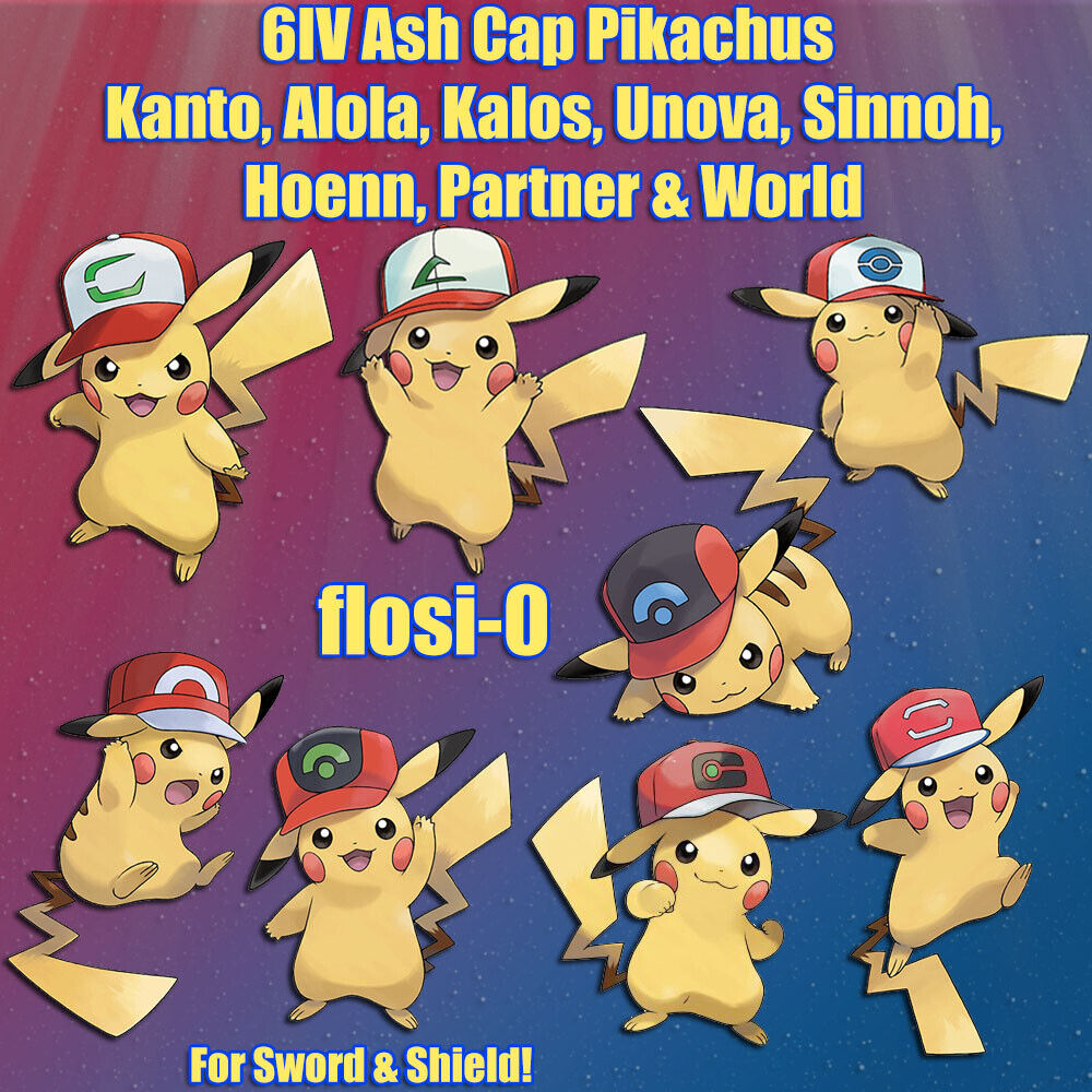 6iv Ultra Shiny Ash Cap Pikachu All Regions World Pokemon Sword And Shield
