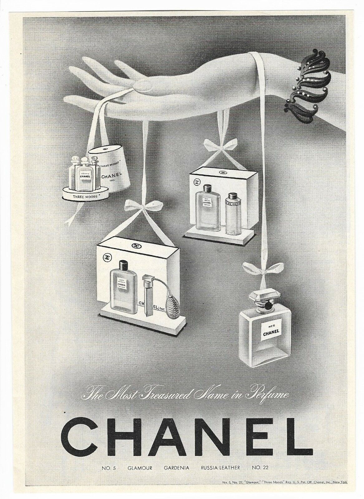 Vintage 1940's Women's Perfume Beauty - Chanel Product Line Wwii - 1943 Art Ad