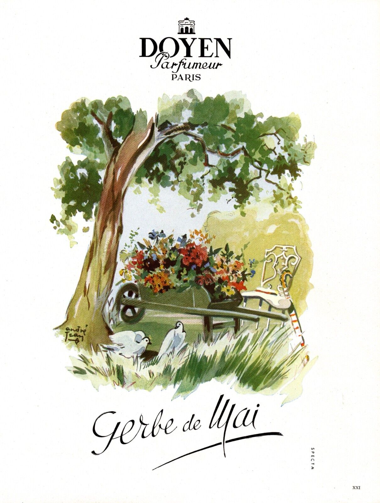 Original French Vintage Ad - Doyen Gerbe De Mai Perfume - André Jean - 1947