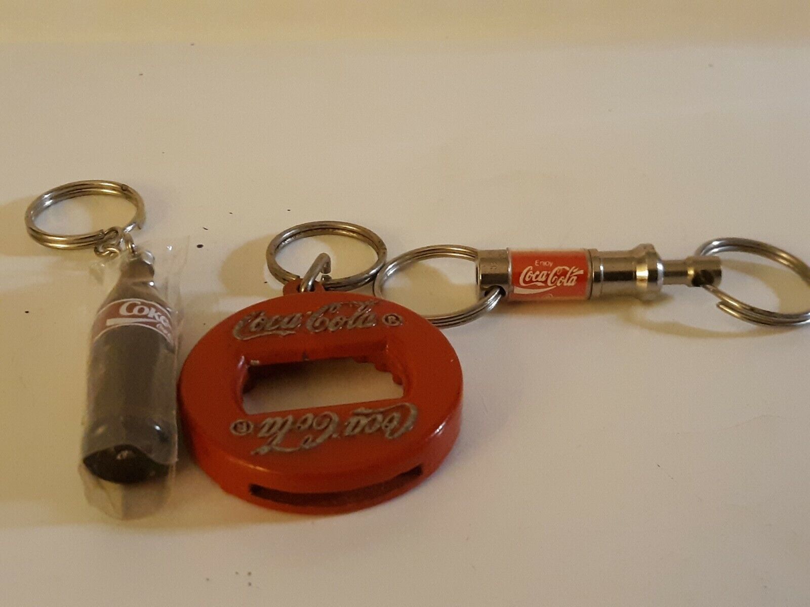 Coca-cola Bottle Cap Opener Keychain, 2 Coke Key Rings